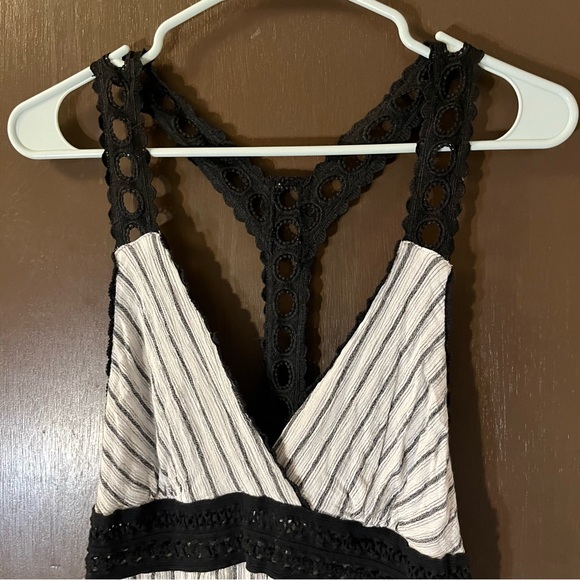 Anthropologie Lilka Jaluit Striped Maxi Dress Crochet Lace Racerback Straps M - Picture 4 of 11
